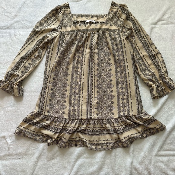 Ces Femme Boho Print Mini Ruffle Hem Dress, 0x - Picture 2 of 14